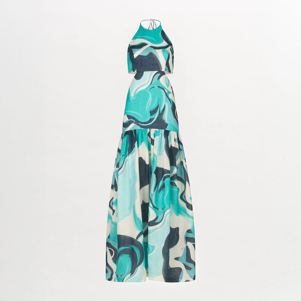 SILVIA TCHERASSI Rosalia Printed Linen Maxi Dress